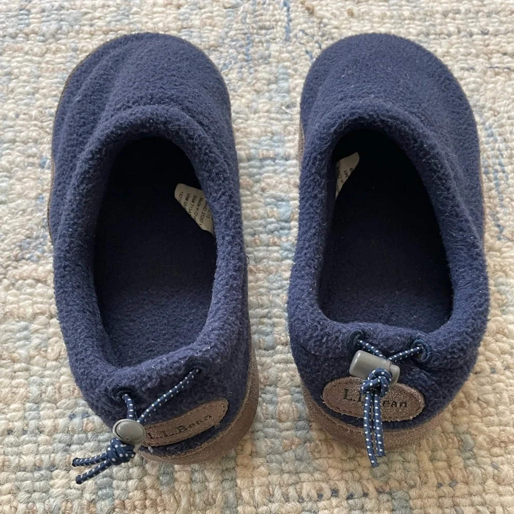 LLBean Kids Fleece Blue Slippers - size 12-13